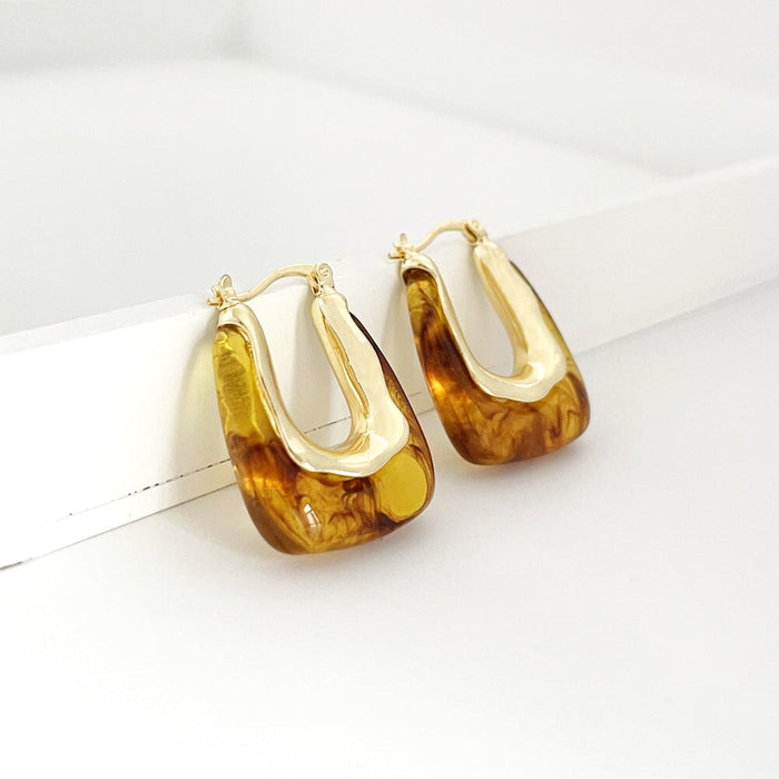 Wholesale 14K gold-plated acrylic earrings JDC-ES-Linh001 Earrings 麟凰 5 Wholesale Jewelry JoyasDeChina Joyas De China