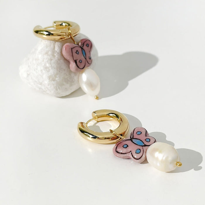 Wholesale 14K gold plated ceramic Earrings JDC-ES-Linh003 Earrings 麟凰 1 Wholesale Jewelry JoyasDeChina Joyas De China