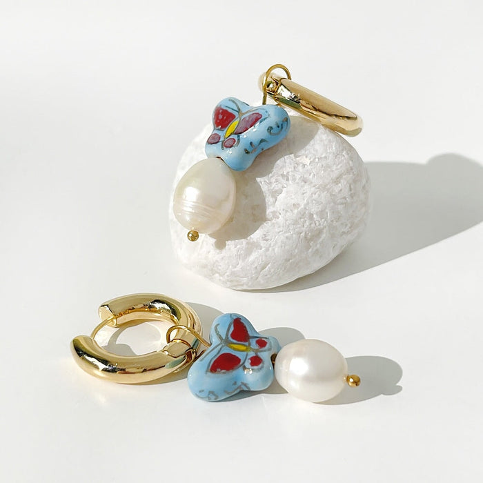 Wholesale 14K gold plated ceramic Earrings JDC-ES-Linh003 Earrings 麟凰 3 Wholesale Jewelry JoyasDeChina Joyas De China