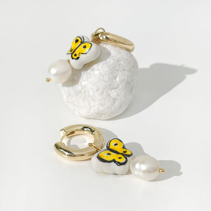 Wholesale 14K gold plated ceramic Earrings JDC-ES-Linh003 Earrings 麟凰 6 Wholesale Jewelry JoyasDeChina Joyas De China