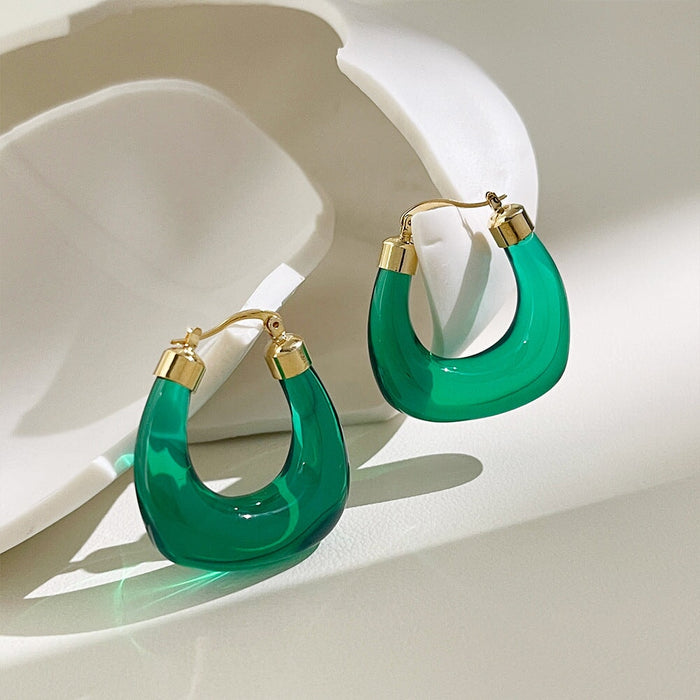 Wholesale 14K gold-plated resin earrings JDC-ES-Linh005 Earrings 麟凰 1 Wholesale Jewelry JoyasDeChina Joyas De China