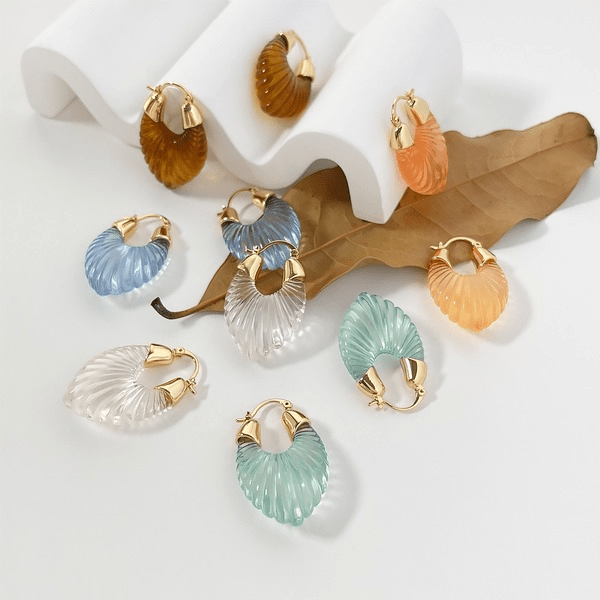 Wholesale 18K gold plated resin Earrings JDC-ES-Linh002 Earrings 麟凰 Wholesale Jewelry JoyasDeChina Joyas De China