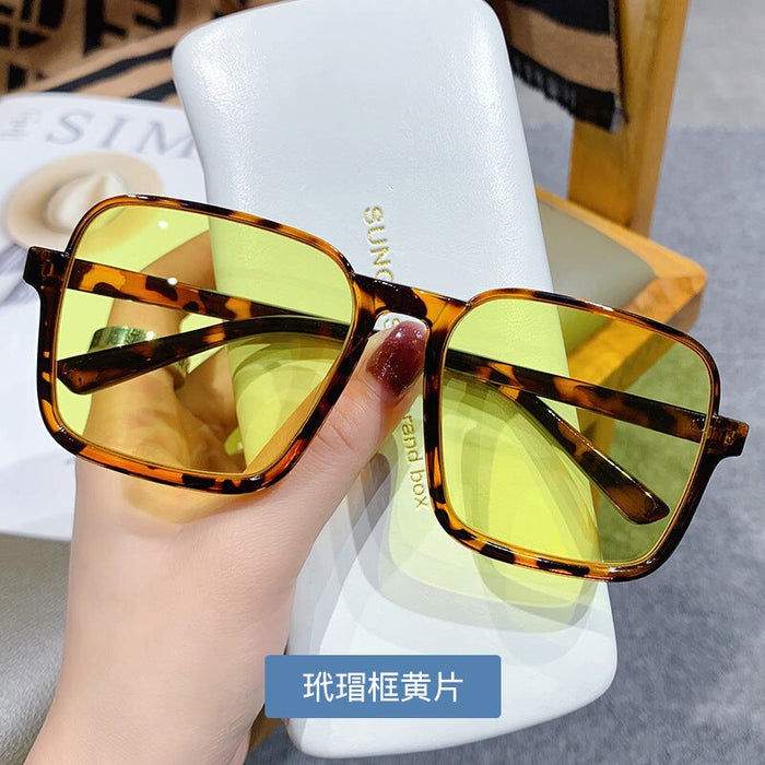 Wholesale 2022 New Fashion Brown Lower Half Frame Sunglasses JDC-SG-XIa011 Sunglasses 锡安 Tortoise shell frame yellow slice As shown Wholesale Jewelry JoyasDeChina Joyas De China