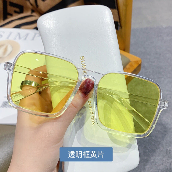 Wholesale 2022 New Fashion Brown Lower Half Frame Sunglasses JDC-SG-XIa011 Sunglasses 锡安 Transparent frame yellow film As shown Wholesale Jewelry JoyasDeChina Joyas De China