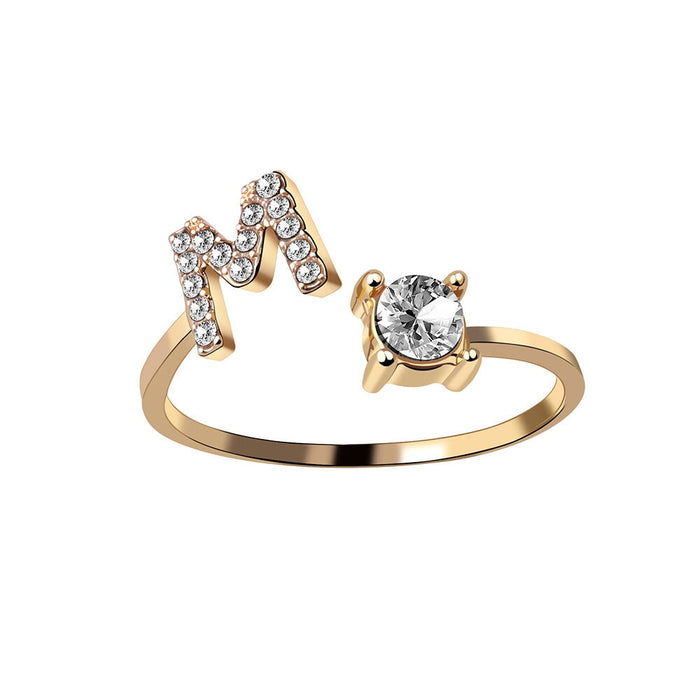 Wholesale 26 letter opening diamond ring JDC-RS-NS007 Rings 尼森 Wholesale Jewelry JoyasDeChina Joyas De China