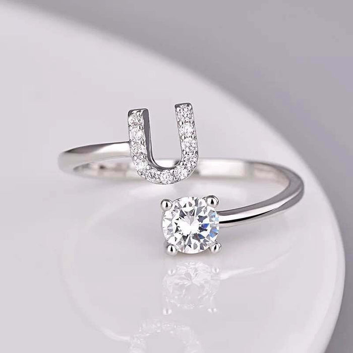 Wholesale 26 letter opening diamond ring JDC-RS-NS007 Rings 尼森 white A Wholesale Jewelry JoyasDeChina Joyas De China