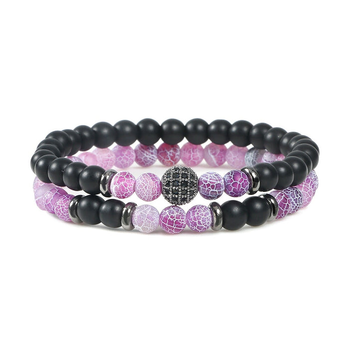 Wholesale 6mm Oiled Stone Beaded Bracelet JDC-BT-JiuJ017 Bracelet 九江 purple set Wholesale Jewelry JoyasDeChina Joyas De China