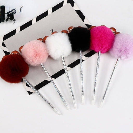 Wholesale 8CM Plastic Imitation Rex Rabbit Hair Unisex Student Ballpoint Pen JDC-BP-PRY001 Ballpoint pen 彭日耀 Wholesale Jewelry JoyasDeChina Joyas De China