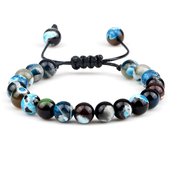 Wholesale 8mm Beaded Agate Bracelet JDC-BT-JiuJ025 Bracelet 九江 blue Wholesale Jewelry JoyasDeChina Joyas De China