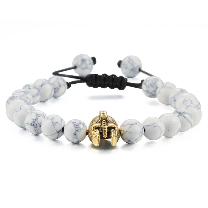 Wholesale 8mm Volcanic Stone Turquoise Beaded Bracelet JDC-BT-JiuJ020 Bracelet 九江 gold Wholesale Jewelry JoyasDeChina Joyas De China