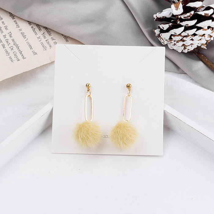 Wholesale 925 Silver Needle Candy Color Cute Hairball Earrings JDC-ES-GSMDD018 Earrings 萌豆豆 E2394-1 yellow Wholesale Jewelry JoyasDeChina Joyas De China
