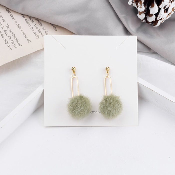 Wholesale 925 Silver Needle Candy Color Cute Hairball Earrings JDC-ES-GSMDD018 Earrings 萌豆豆 E2394-2 green Wholesale Jewelry JoyasDeChina Joyas De China