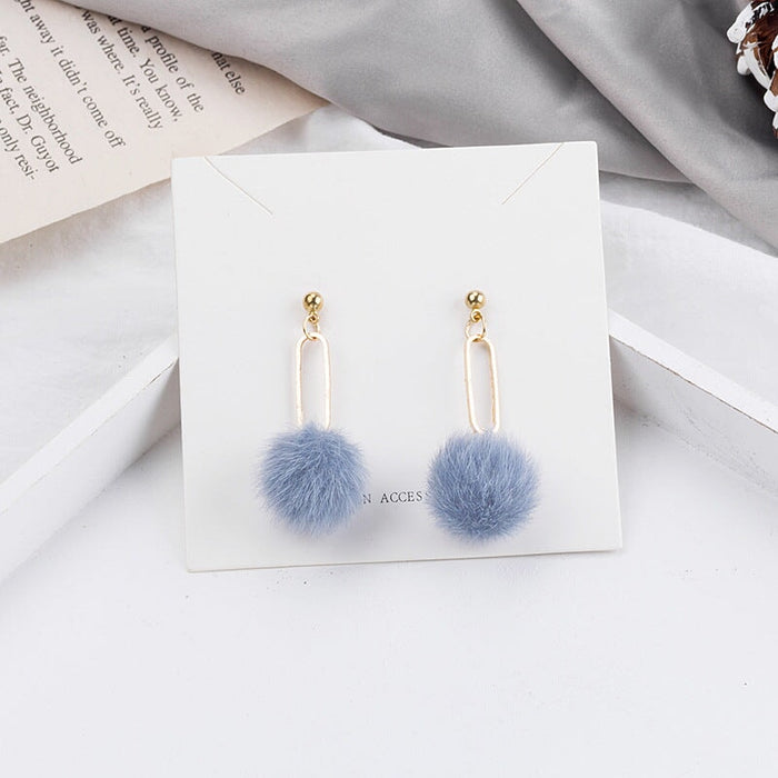 Wholesale 925 Silver Needle Candy Color Cute Hairball Earrings JDC-ES-GSMDD018 Earrings 萌豆豆 E2394-4 blue Wholesale Jewelry JoyasDeChina Joyas De China