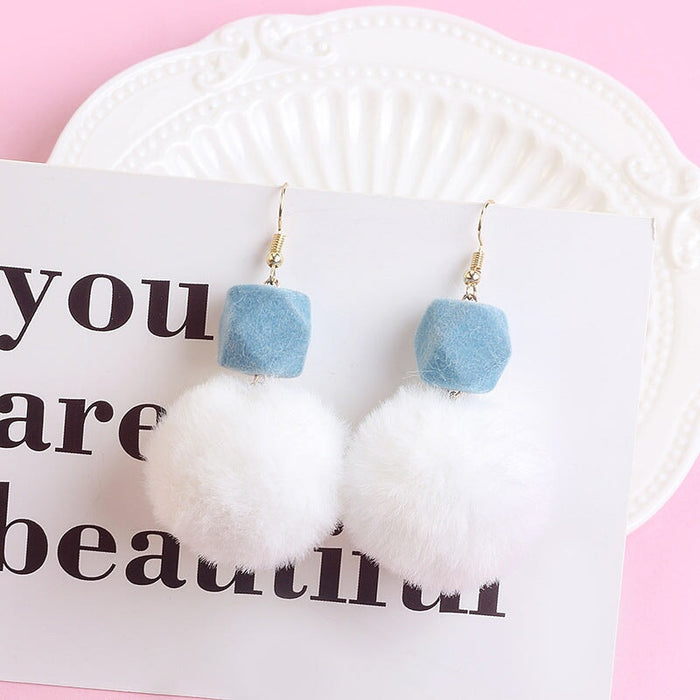 Wholesale 925 Silver Needle Cloth Hairball Earrings JDC-ES-GSMDD017 Earrings 萌豆豆 Wholesale Jewelry JoyasDeChina Joyas De China
