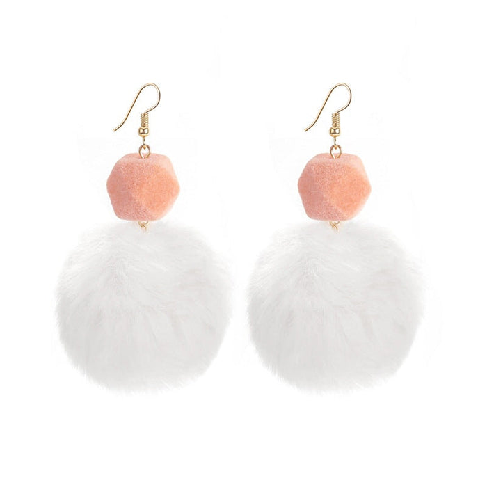 Wholesale 925 Silver Needle Cloth Hairball Earrings JDC-ES-GSMDD017 Earrings 萌豆豆 E2318-1 pink Wholesale Jewelry JoyasDeChina Joyas De China