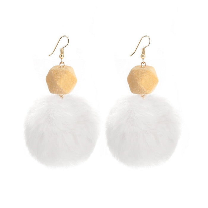 Wholesale 925 Silver Needle Cloth Hairball Earrings JDC-ES-GSMDD017 Earrings 萌豆豆 E2318-2 yellow Wholesale Jewelry JoyasDeChina Joyas De China