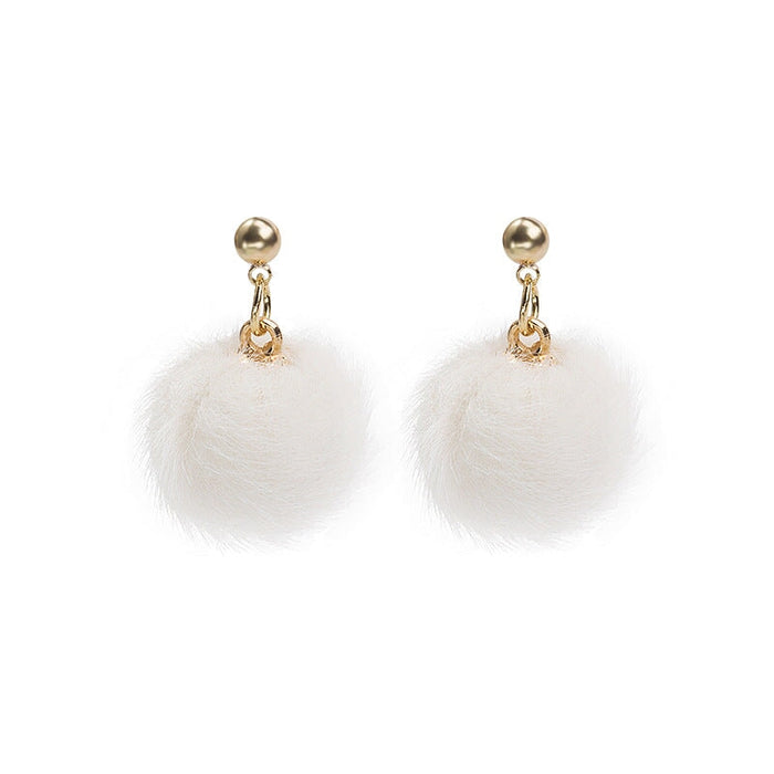 Wholesale 925 Silver Needle Hair Ball Earrings JDC-ES-GSMDD020 Earrings 萌豆豆 Wholesale Jewelry JoyasDeChina Joyas De China