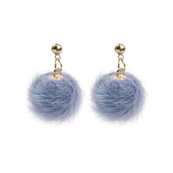 Wholesale 925 Silver Needle Hair Ball Earrings JDC-ES-GSMDD020 Earrings 萌豆豆 E2430-1 blue Wholesale Jewelry JoyasDeChina Joyas De China