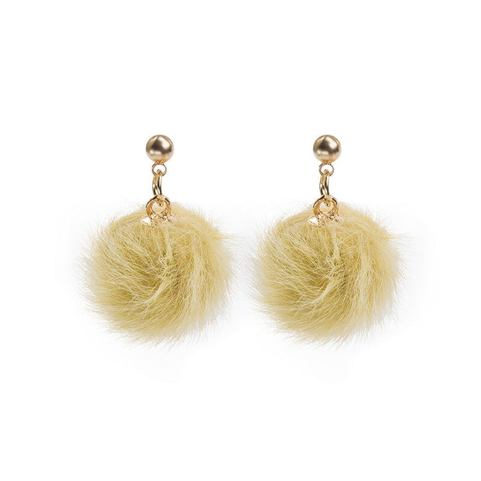 Wholesale 925 Silver Needle Hair Ball Earrings JDC-ES-GSMDD020 Earrings 萌豆豆 E2430-3 yellow Wholesale Jewelry JoyasDeChina Joyas De China