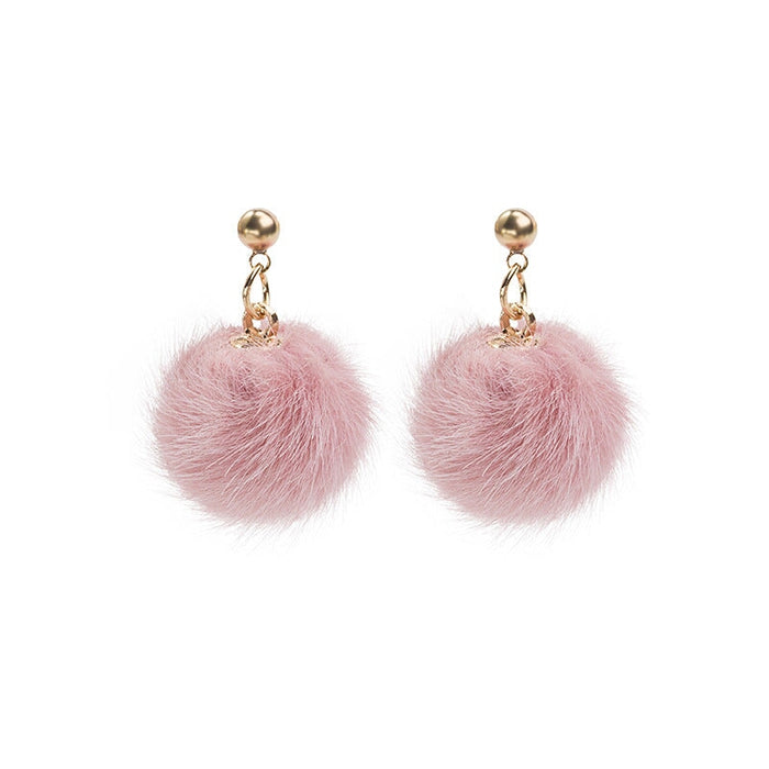 Wholesale 925 Silver Needle Hair Ball Earrings JDC-ES-GSMDD020 Earrings 萌豆豆 E2430-5 pink Wholesale Jewelry JoyasDeChina Joyas De China