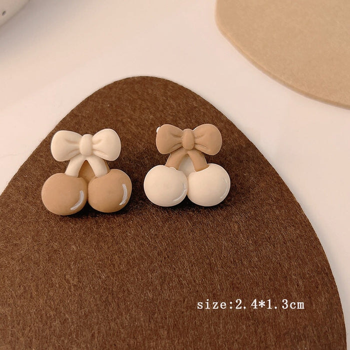 Wholesale 925 Silver Needle Milk Coffee Color Cartoon Bear and Rabbit Earrings JDC-ES-HanXi001 Earrings 涵熙 Wholesale Jewelry JoyasDeChina Joyas De China