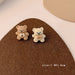 Wholesale 925 Silver Needle Milk Coffee Color Cartoon Bear and Rabbit Earrings JDC-ES-HanXi001 Earrings 涵熙 MY35082 Wholesale Jewelry JoyasDeChina Joyas De China