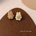Wholesale 925 Silver Needle Milk Coffee Color Cartoon Bear and Rabbit Earrings JDC-ES-HanXi001 Earrings 涵熙 MY35088 Wholesale Jewelry JoyasDeChina Joyas De China