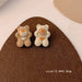 Wholesale 925 Silver Needle Milk Coffee Color Cartoon Bear and Rabbit Earrings JDC-ES-HanXi001 Earrings 涵熙 MY35141 Wholesale Jewelry JoyasDeChina Joyas De China