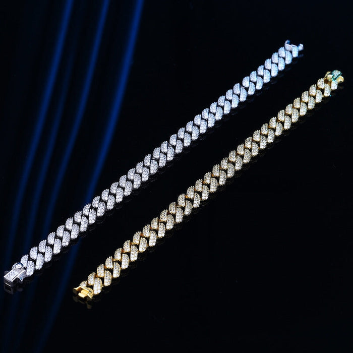 Wholesale 925 Sterling Silver Rhinestone Cuban Chain Bracelet JDC-BT-GES001 Bracelet 格尔诗 Wholesale Jewelry JoyasDeChina Joyas De China