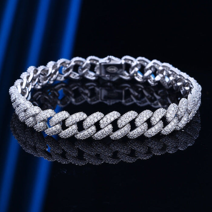 Wholesale 925 Sterling Silver Rhinestone Cuban Chain Bracelet JDC-BT-GES001 Bracelet 格尔诗 white 16cm Wholesale Jewelry JoyasDeChina Joyas De China