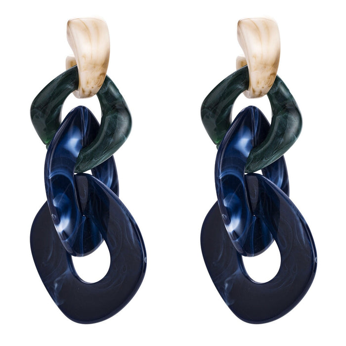 Wholesale Acrylic Chain Earrings JDC-ES-BenD001 Earrings 本笃 blue Wholesale Jewelry JoyasDeChina Joyas De China