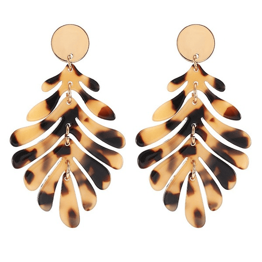 Wholesale acrylic leaf earrings JDC-ES-ZhanY017 Earrings 展言 Wholesale Jewelry JoyasDeChina Joyas De China