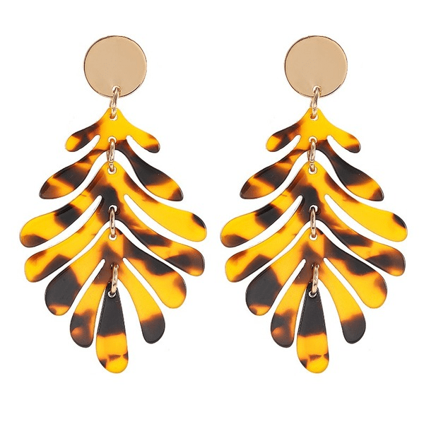 Wholesale acrylic leaf earrings JDC-ES-ZhanY017 Earrings 展言 Wholesale Jewelry JoyasDeChina Joyas De China