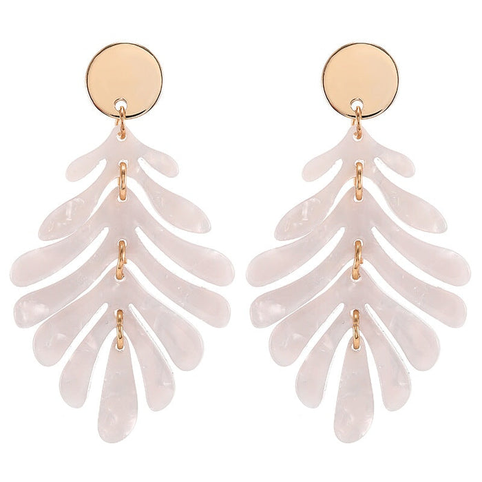 Wholesale acrylic leaf earrings JDC-ES-ZhanY017 Earrings 展言 Wholesale Jewelry JoyasDeChina Joyas De China