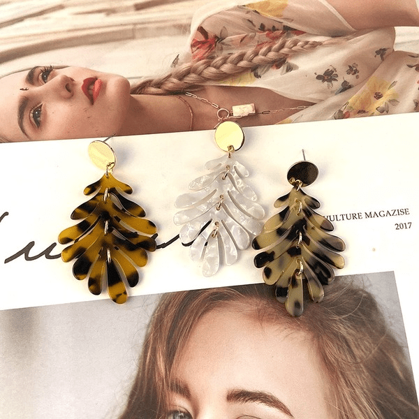 Wholesale acrylic leaf earrings JDC-ES-ZhanY017 Earrings 展言 Wholesale Jewelry JoyasDeChina Joyas De China