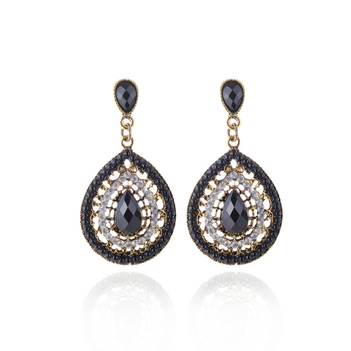 Wholesale Acrylic Rhinestone Alloy Earrings JDC-ES-Chuangj001 Earrings 创爵 black Wholesale Jewelry JoyasDeChina Joyas De China