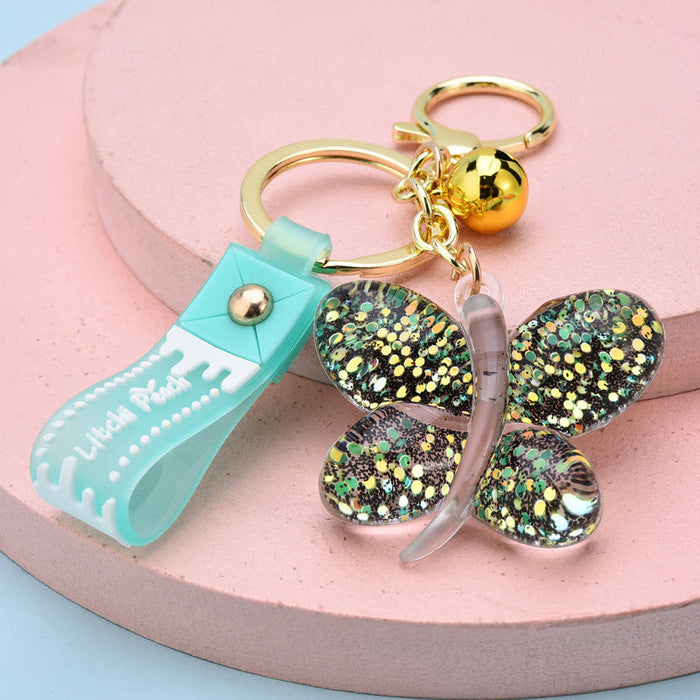 Wholesale Acrylic Sequin Butterfly Keychain JDC-KC-WS127 Keychains 围颂 green Wholesale Jewelry JoyasDeChina Joyas De China