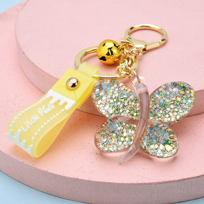 Wholesale Acrylic Sequin Butterfly Keychain JDC-KC-WS127 Keychains 围颂 yellow Wholesale Jewelry JoyasDeChina Joyas De China