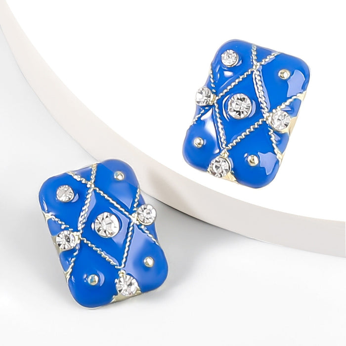 Wholesale Alloy Acrylic Enamel Geometric Earrings JDC-ES-JL891 Earrings 氿乐 blue B Wholesale Jewelry JoyasDeChina Joyas De China