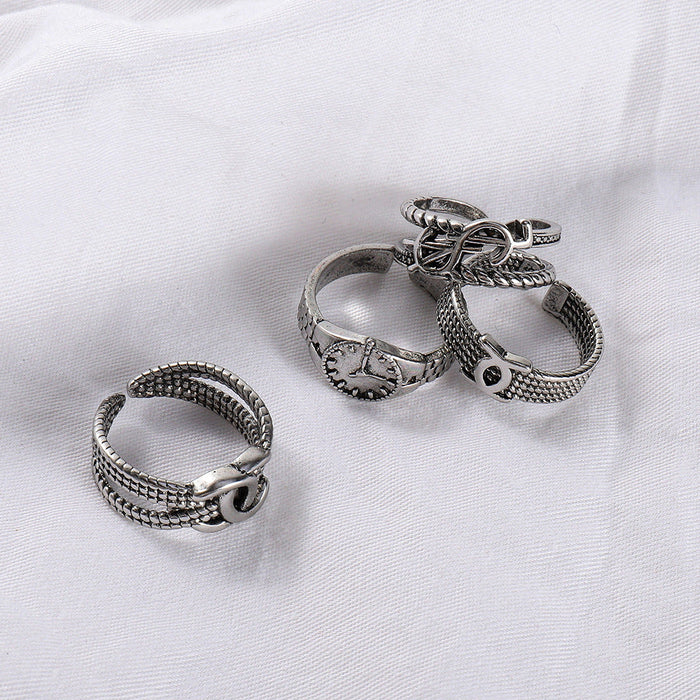 Wholesale Alloy Alphabet Clock Rings MOQ≥2 JDC-RS-JuY009 Rings 聚耀 set minimum 2 pieces for wholesale 1 Wholesale Jewelry JoyasDeChina Joyas De China