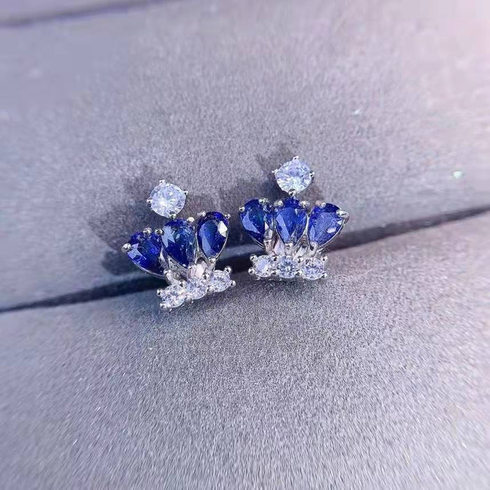 Wholesale Alloy Blue Crown Earrings JDC-ES-ZhenR010 Earrings 臻荣 blue Wholesale Jewelry JoyasDeChina Joyas De China