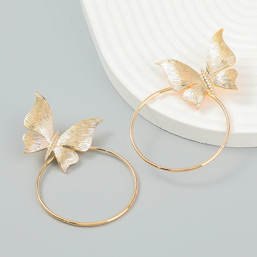Wholesale Alloy Butterfly Earrings JDC-ES-JL938 Earrings 氿乐 gold Wholesale Jewelry JoyasDeChina Joyas De China