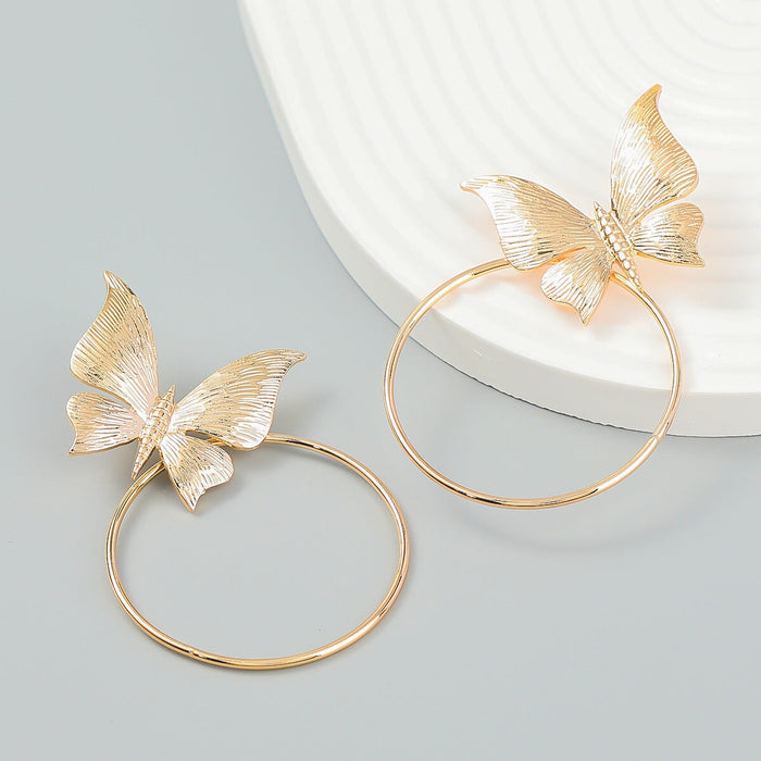 Wholesale Alloy Butterfly Earrings JDC-ES-JL938 Earrings 氿乐 gold Wholesale Jewelry JoyasDeChina Joyas De China