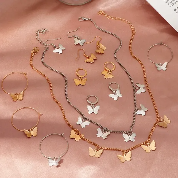 Bulk Jewelry Wholesale alloy butterfly pendant clavicle chain female golden white JDC-NE-e008 Wholesale factory from China YIWU China