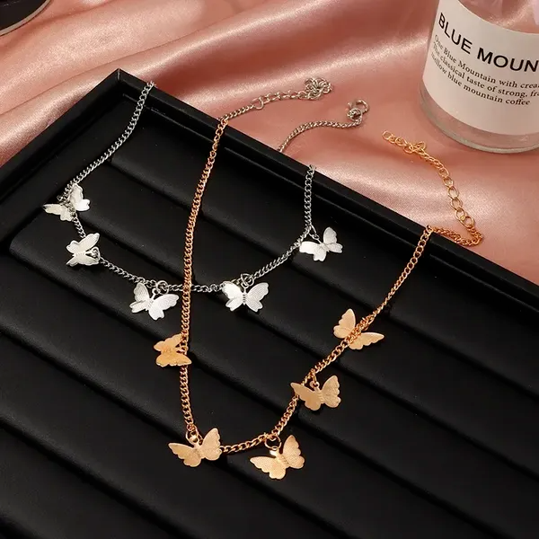 Bulk Jewelry Wholesale alloy butterfly pendant clavicle chain female golden white JDC-NE-e008 Wholesale factory from China YIWU China