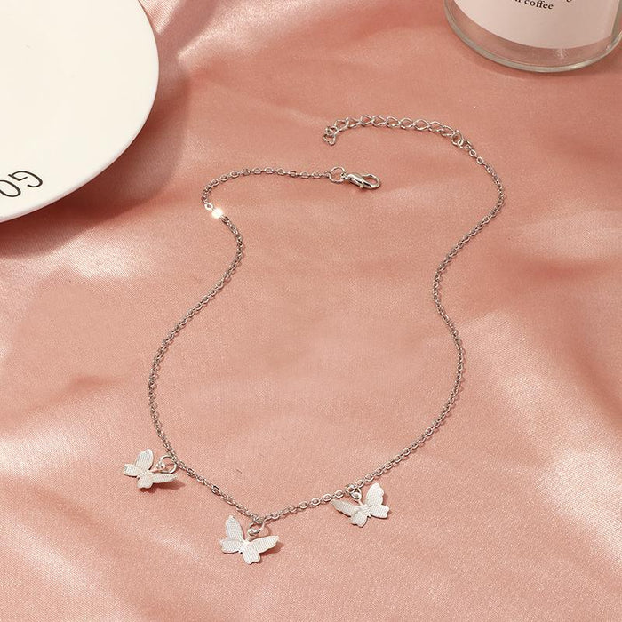 Bulk Jewelry Wholesale alloy butterfly pendant clavicle chain female golden white JDC-NE-e008 Wholesale factory from China YIWU China