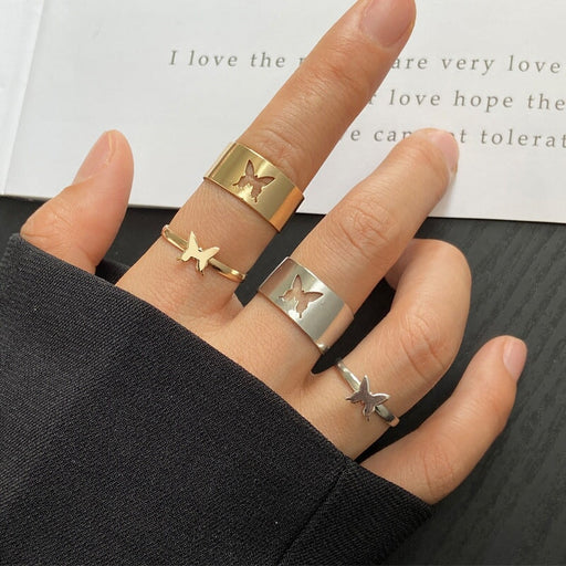 Wholesale Alloy Butterfly Punk Couple Ring JDC-RS-F105 Rings 韩之尚 Wholesale Jewelry JoyasDeChina Joyas De China