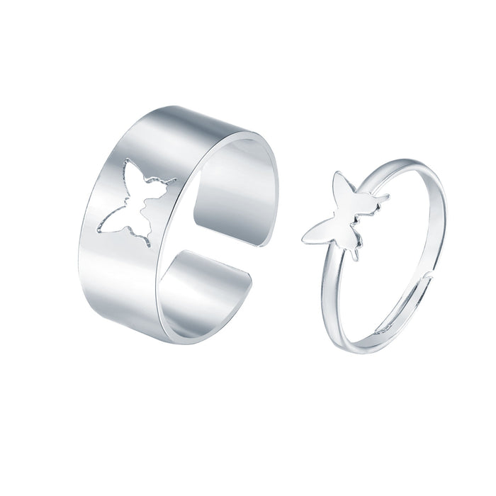 Wholesale Alloy Butterfly Punk Couple Ring JDC-RS-F105 Rings 韩之尚 silver 8 Wholesale Jewelry JoyasDeChina Joyas De China