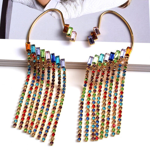 Wholesale Alloy Color Rhinestone Tassel Earrings JDC-ES-SK095 Earrings 深刻 Wholesale Jewelry JoyasDeChina Joyas De China