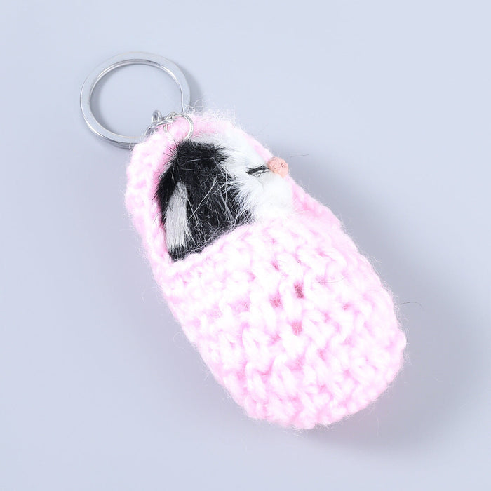 Wholesale Alloy Cotton Thread Fluff Animal Car Keychain JDC-KC-JL011 Keychains 氿乐 pink Wholesale Jewelry JoyasDeChina Joyas De China